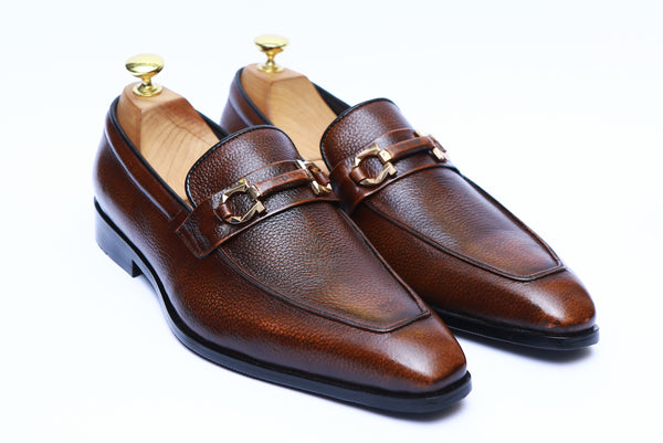 Mild Leather Shoes With Buckle Rubber Sole Two Tone