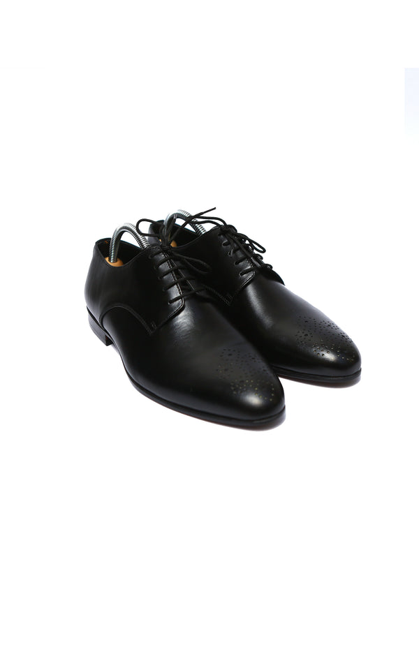 Formal Lace Up Shoes With Leather Sole In Black