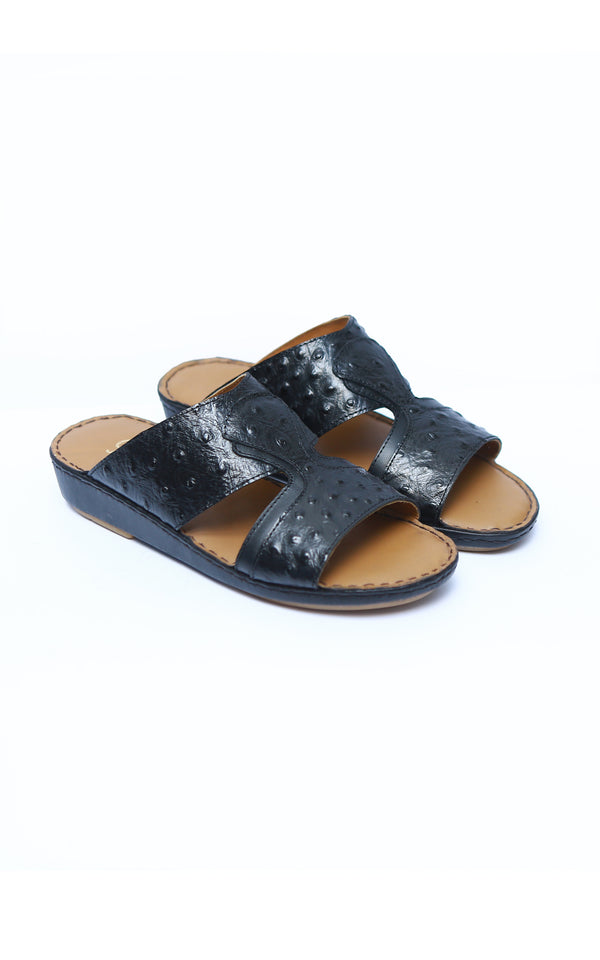 Classic Leather Arabic Slipper With Embossed Pattern