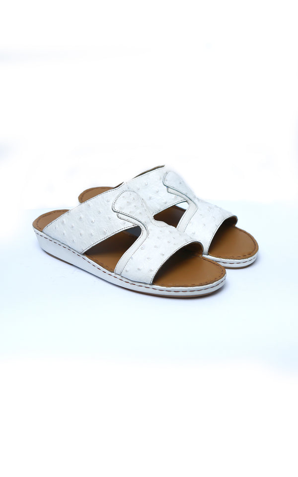 Modern Handstitched Men Arabic Slipper White