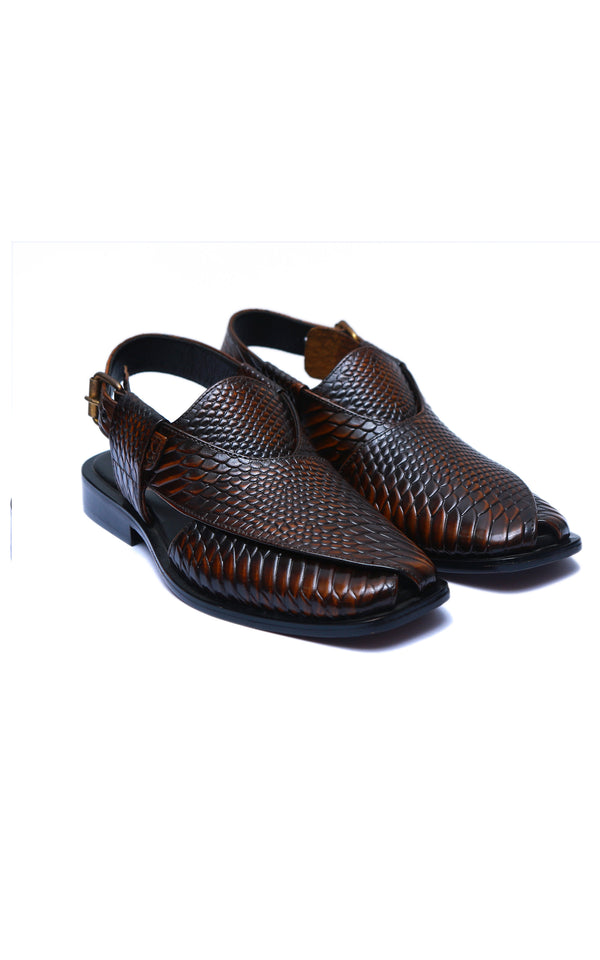 Fish Leather Peshawari Chappal in Two Tone