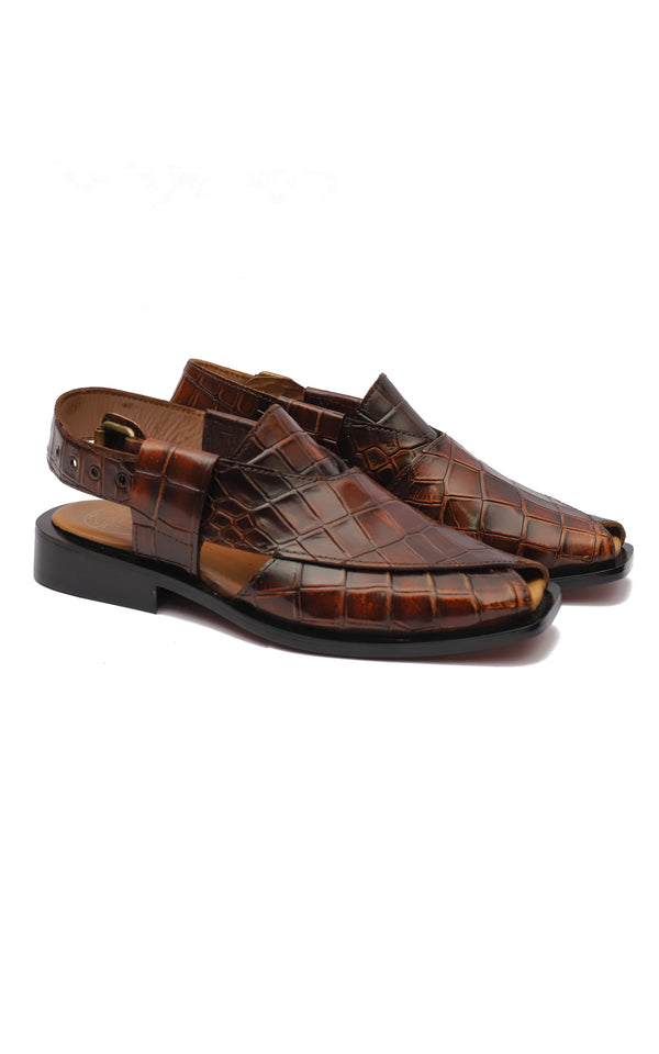 Croc Handmade Leather Peshawari Chappal