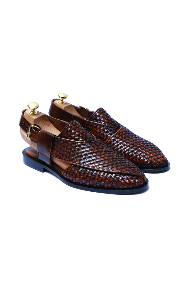 Hand Knitted Peshawari Chappal Closed Two Tone