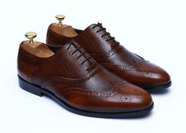 Brock Style Leather Lace-Up Shoes in Two Tone