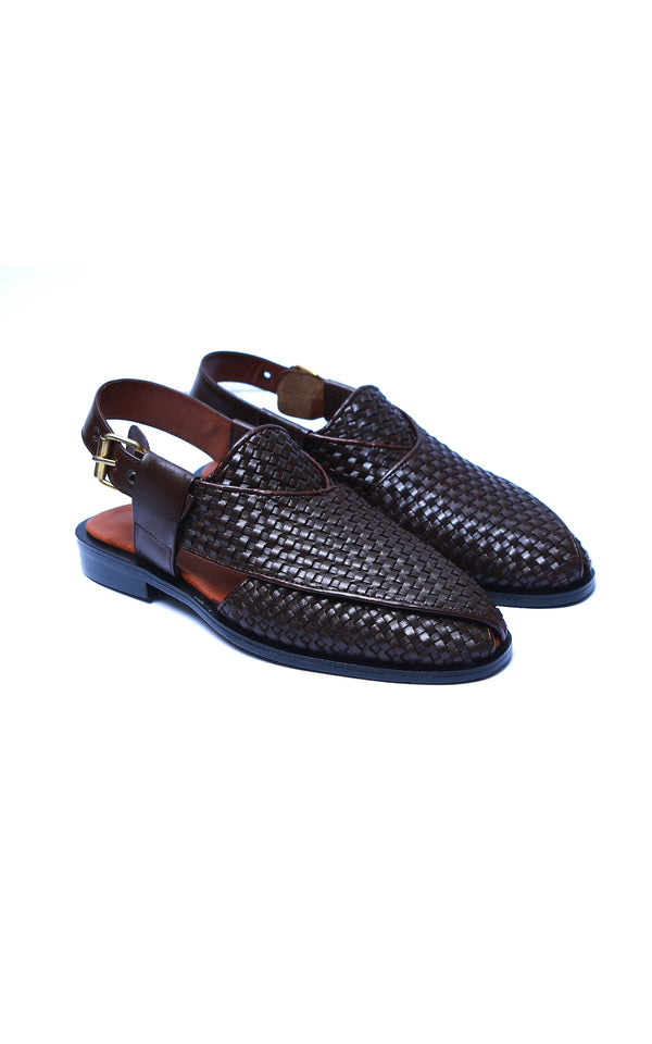 Hand Knitted Peshawari Chappal Closed Brown