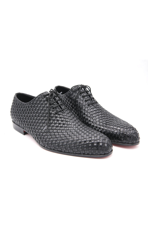 Small Knitting Lace Up Black Shoes