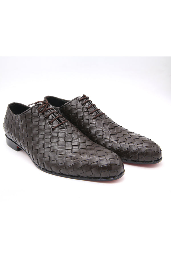 Formal Lace up shoes Big Knitting Leather in Brown