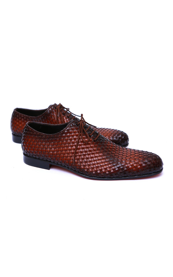 Formal Shoes Pure Leather Knitting Lace in Two Tone