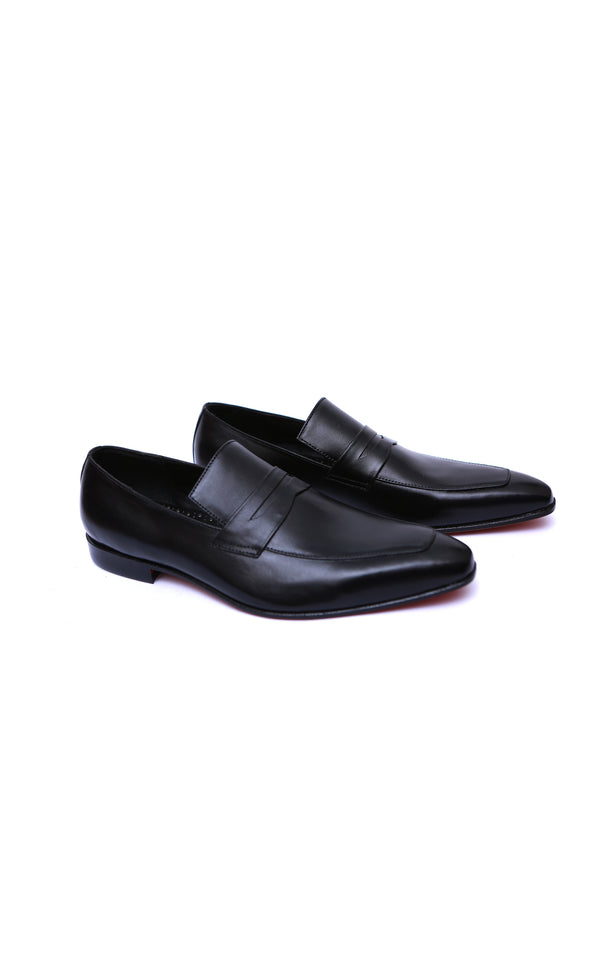 Plain Leather Shoes In Black