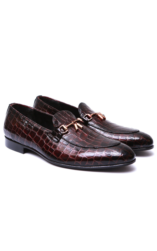 Croc Style Tussle Leather Shoes Two Tone