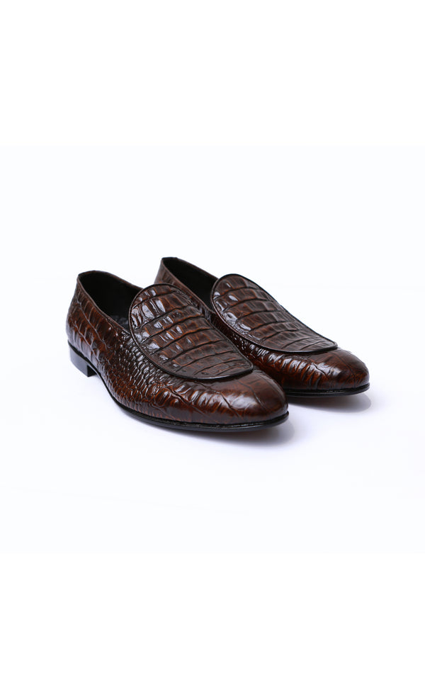 Full Croc Leather Shoes In Two Tone