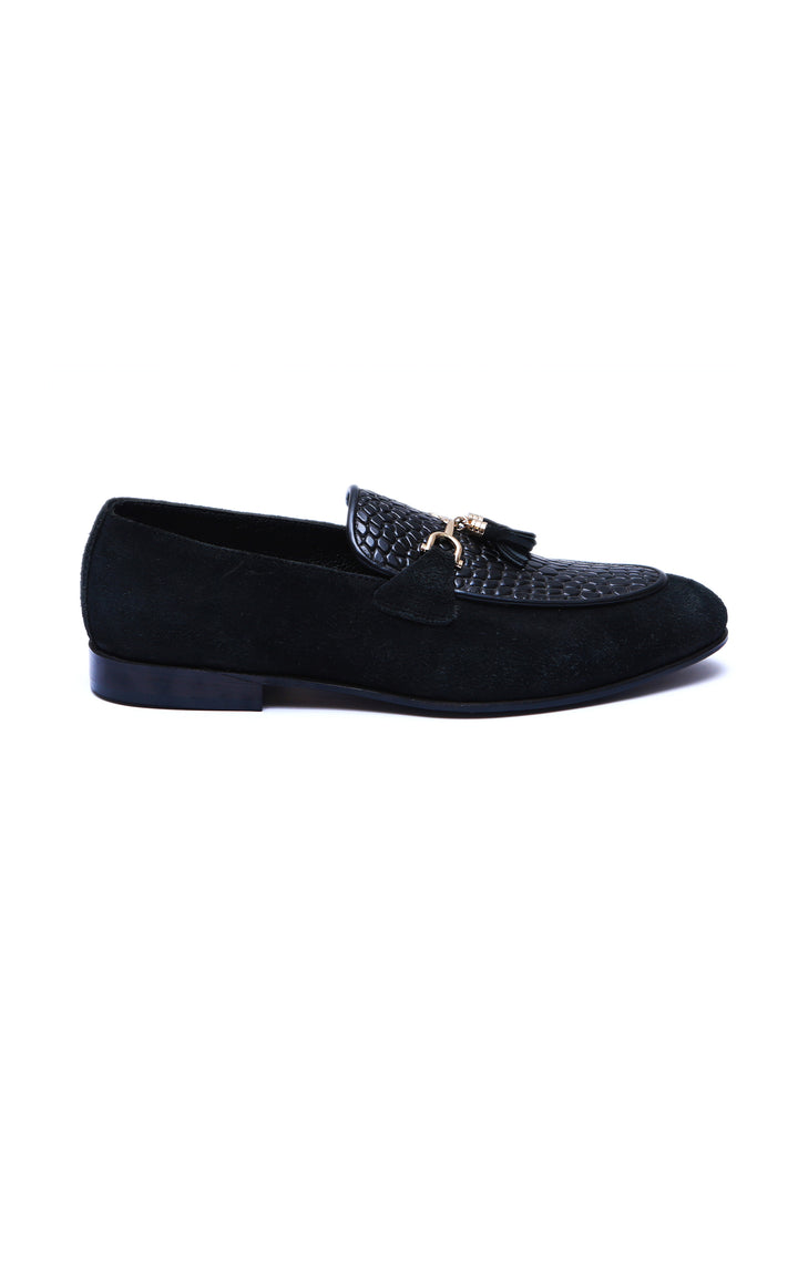 Pure Suede Tassel Leather Loafers Shoes in Blue – Luxury Handmade ...