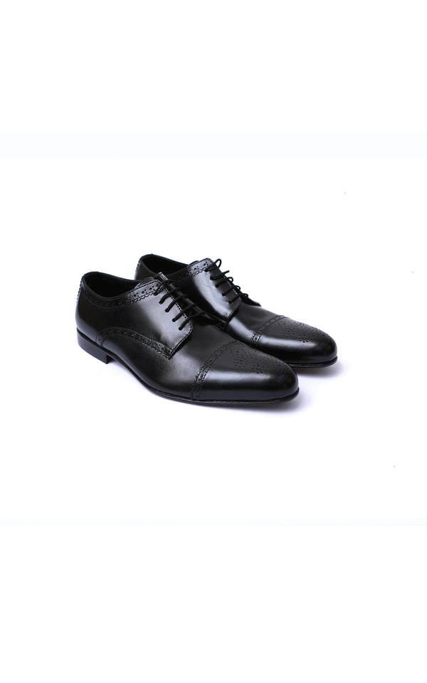 Oxford Lace-up Leather Shoes in Black