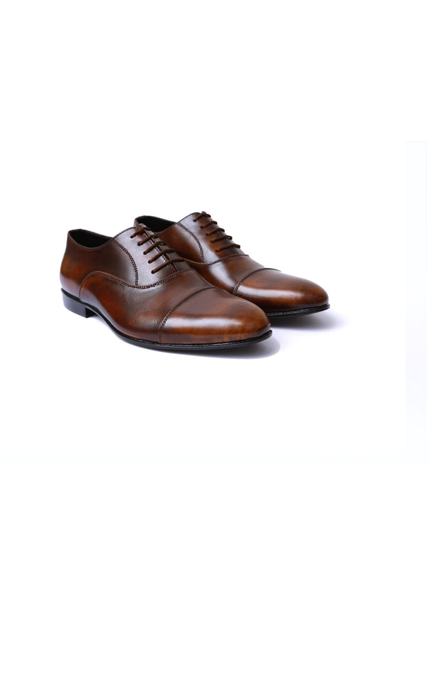 Formal Oxford Plain Lace-up Leather Shoes in Two Tone