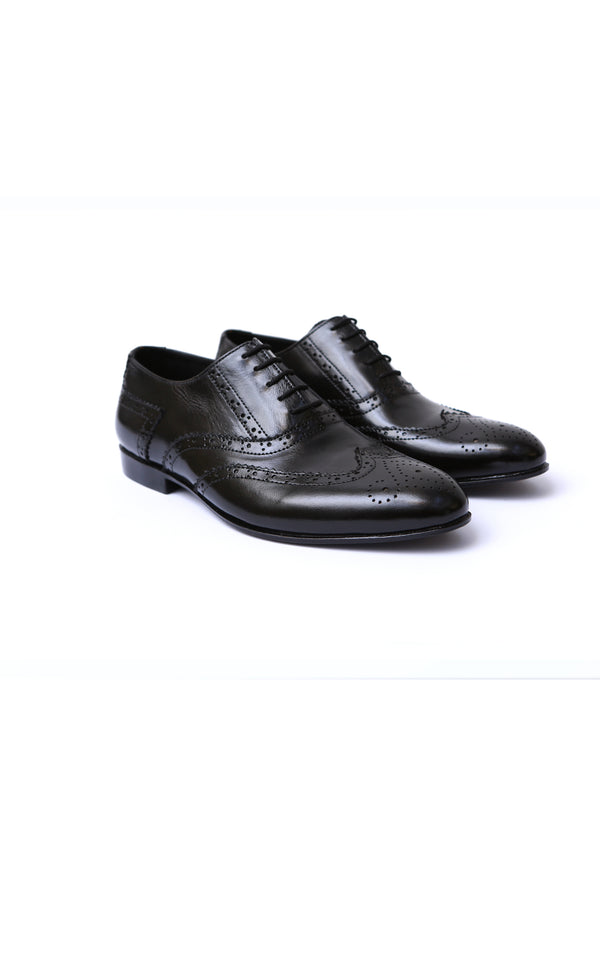 Brock Style Lace-up Leather Shoes in Black