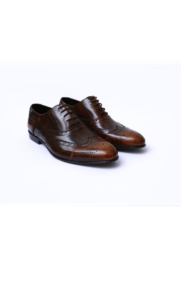 Brock Style Lace-up Leather Shoes in Two Tone