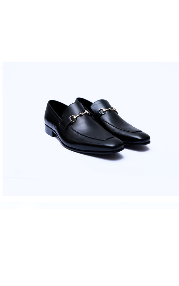 Plain Leather Formal Shoes With Small Buckle In Black