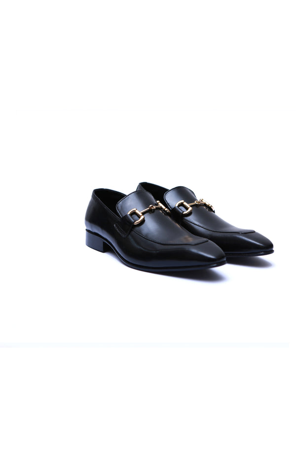 Formal Shoes Plain Leather in Toe Shape Black