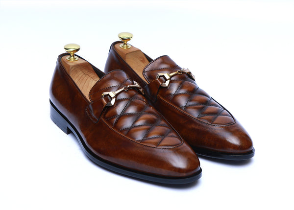 Leather Shoes Stylish Imprint Rubber Sole in Two Tone