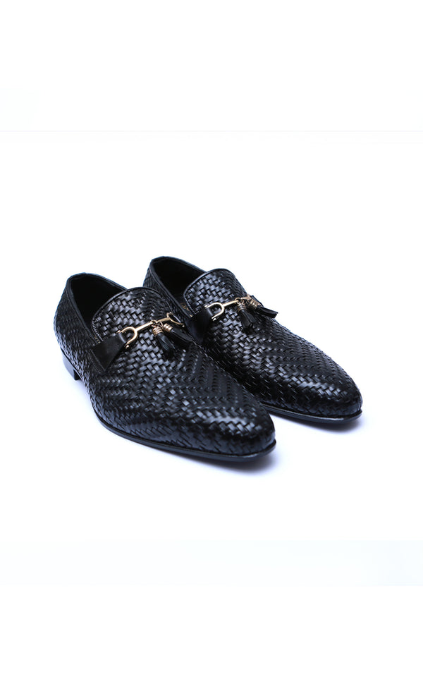 Knitting Tassel Driving Loafers Shoes In Black