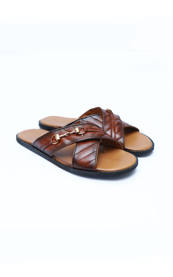 Leather Chappal With Buckle in TT