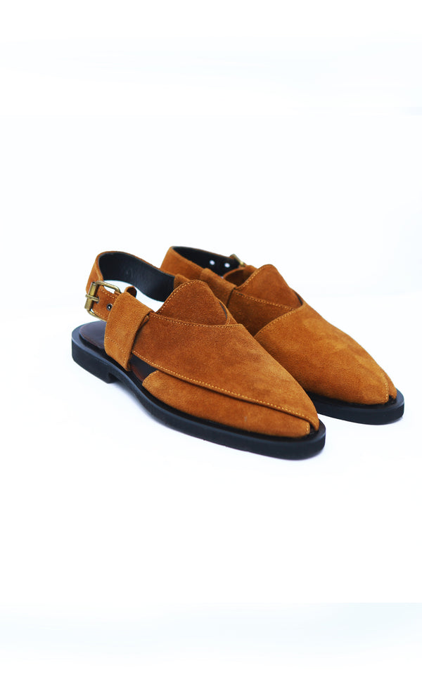 Pure Suede Leather Peshawari Chappal Mustard