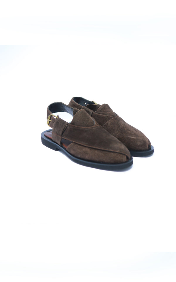 Pure Suede Leather Peshawari Chappal Brown