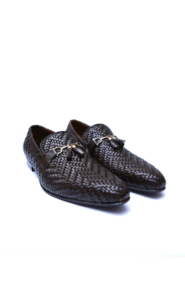 Knitting Tassel Driving Loafers Shoes In Brown