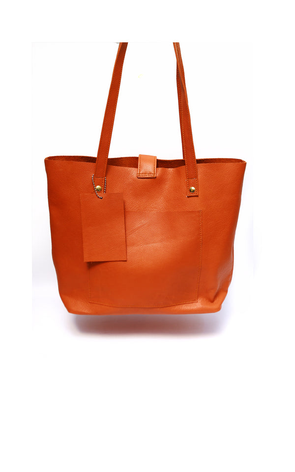 Ladies Leather Bag Orange Color