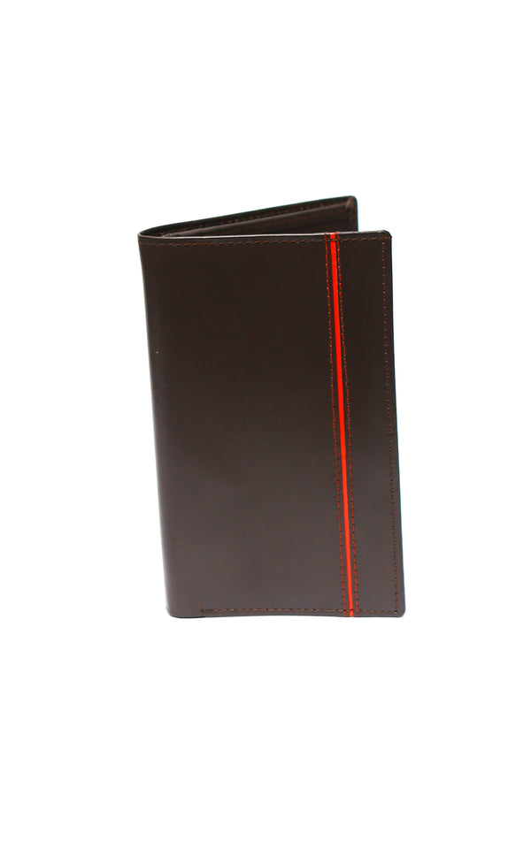 Long Handmade Wallets Brown With Red Line