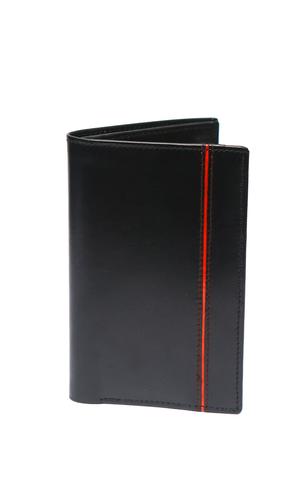 Long Handmade Wallets Black With Red Line