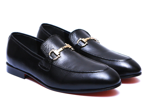 Men's Pure Plain Leather Shoes In Black