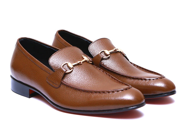 Mild Leather Loafers in Mustard With Large Buckle